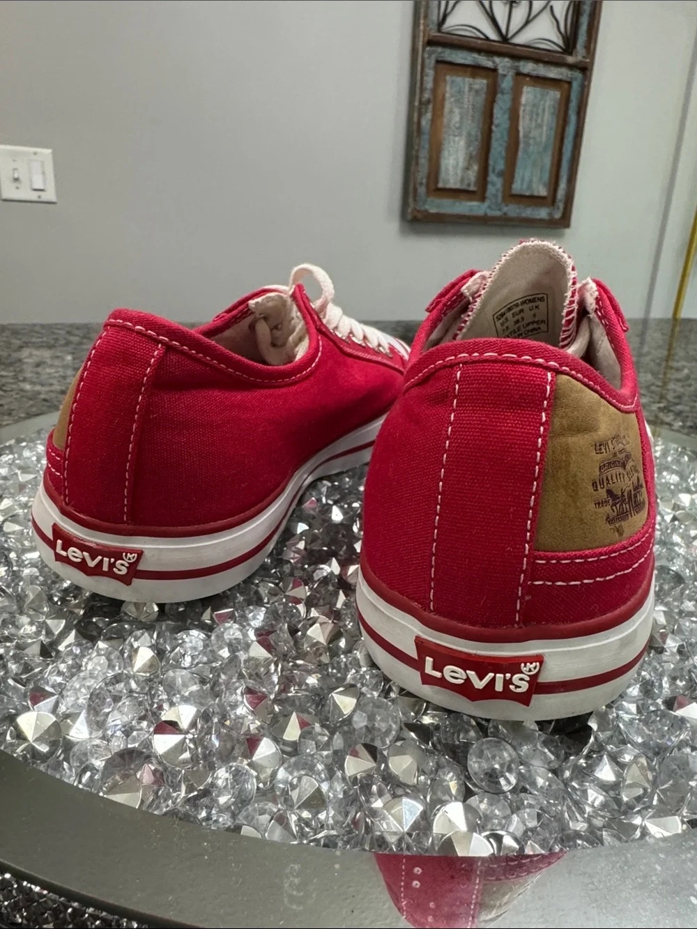 Levi's Red Canvas Low-Top Sneakers with White Accents EUC 7.5